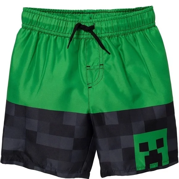 𝅺Boys Minecraft Rash Guard & Swim Trunks Set